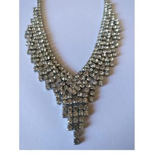 Vintage 80s cascade diamante crystals necklace